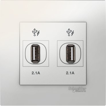 SCHNEIDER KB32USB_WE-Vivace - 2 x 2.1A USB Charger - White