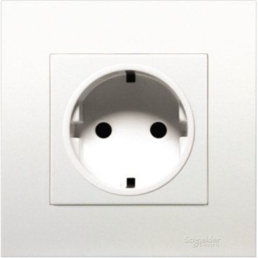 SCHNEIDER KB426/16S_WE-Schuko Socket with Shutter, Vivace, 1 Gang, 16A, 250V