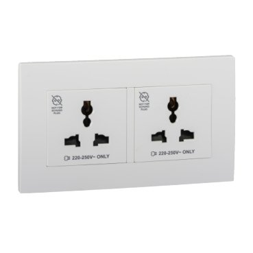 SCHNEIDER KBT413S_WE-Socket, Vivace, universal, 3pin, 13A, 250V, 2 gangs, white