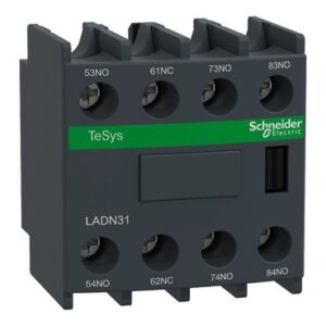 Schneider electric - Auxiliary contact block, TeSys D, 3NO + 1NC, front mounting, screw clamp terminals - LADN31