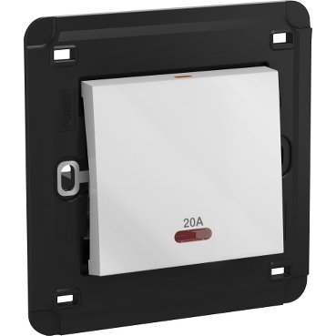 SCHNEIDER MGU5.222.18S_WE-Unica - switch + neon lamp - 2-pole 1-way - 20 A 250 V AC - 1 gang - white