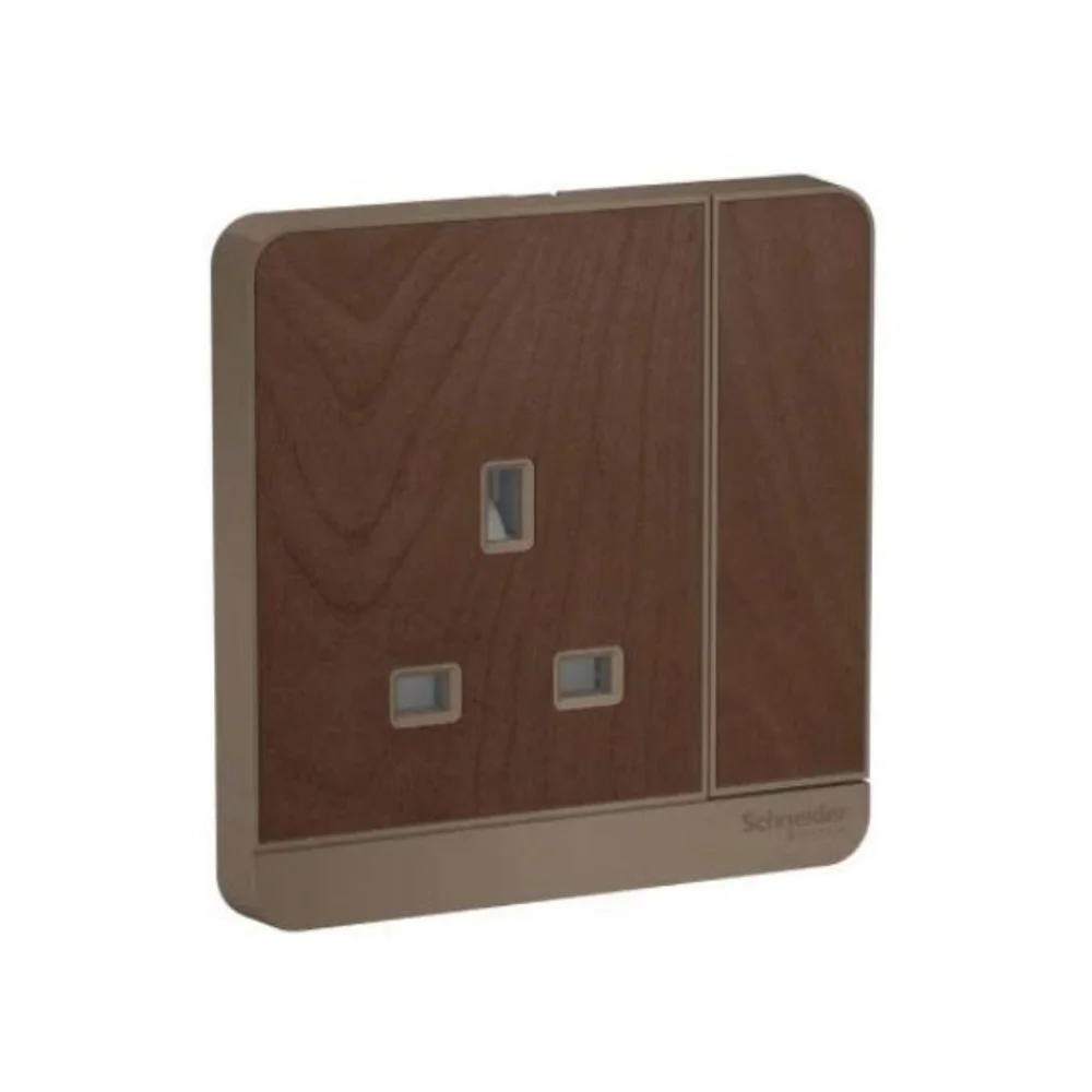 SCHNEIDER E8315_WD-Switched socket, AvatarOn, screw terminal, IP20, wood