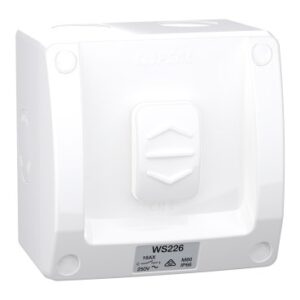 CLIPSAL CLIPSAWS226-Weathershield Switch 1-Gang, 16AX, 250VAC, IP66 | Resistant White Electric