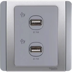 SCHNEIDER E3032USB_GS-NEO - 2 x 2.1A USB Charger - Grey Silver
