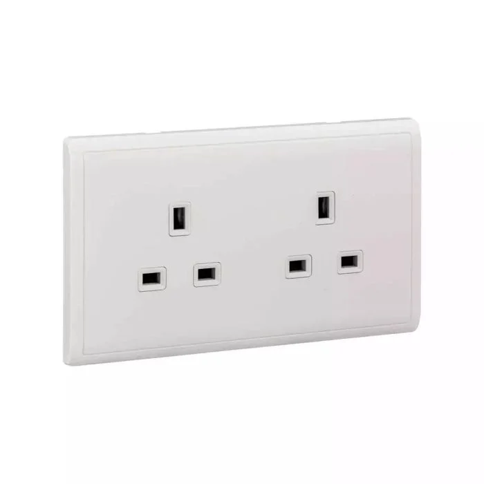 SCHNEIDER E82T426_WE-Pieno 13A 250V 2 Gang Socket White