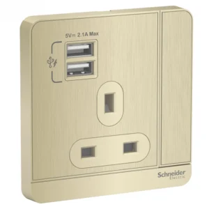 SCHNEIDER E8315USBR_GH-AVATARON 13A 1G Sw Socket with 2.1A USB, GH