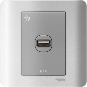 SCHNEIDER E8431USB_SA-Zencelo - 1 X 2.1A Usb Charger - Silver Satin