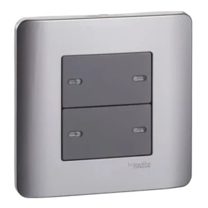 SCHNEIDER E8434/1_SA-Zencelo- 16Ax 4 Gang 1 Way Full-Flat Switch With Ondicator - Silver Satin.