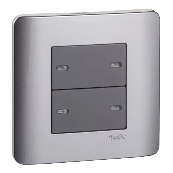 SCHNEIDER E8434/1_SA-Zencelo- 16Ax 4 Gang 1 Way Full-Flat Switch With Ondicator - Silver Satin.