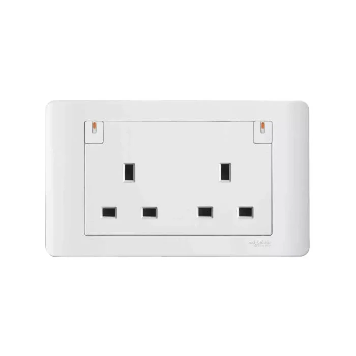 SCHNEIDER E84T25_WE-ZENcelo 13A Twin Switched Socket with Ondicator White