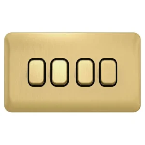 SCHNEIDER GGBL1042BSB electric Lisse Plate Switch 4 gang 2 way 10AX Satin Brass with Black Interior