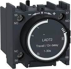 SCHNEIDER LADT2 - Time delay auxiliary contact block Tesys D 1NO 1NC on delay 0.1-30s, front, screw clamp terminals