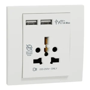 SCHNEIDER KB42616USB_WE-Vivace 16A International Socket with 2.1A USB, White